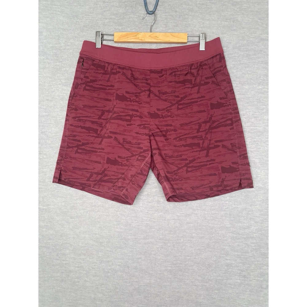 Public Rec Shorts Mens 36 Maroon Camo Gym Running Hiking Yoga Lined Flex Shorts
